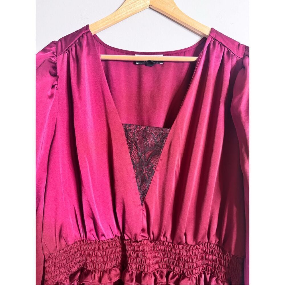 Eloquii Elements Red Smocked Waist Midi Dress Sz … - image 5